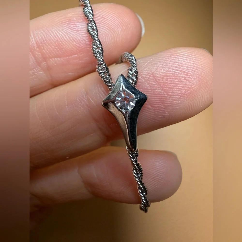 RARE Vintage AVON Silver-Tone Blue Crystal Lariat Y-Necklace